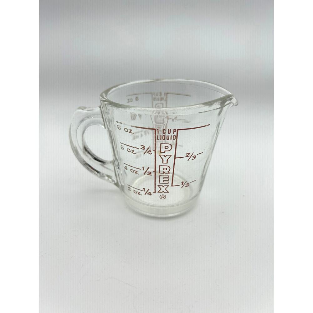 Vintage PYREX 508 Measuring Cup 1 Cup 8 oz Red Letter Open D Handle USA Glass